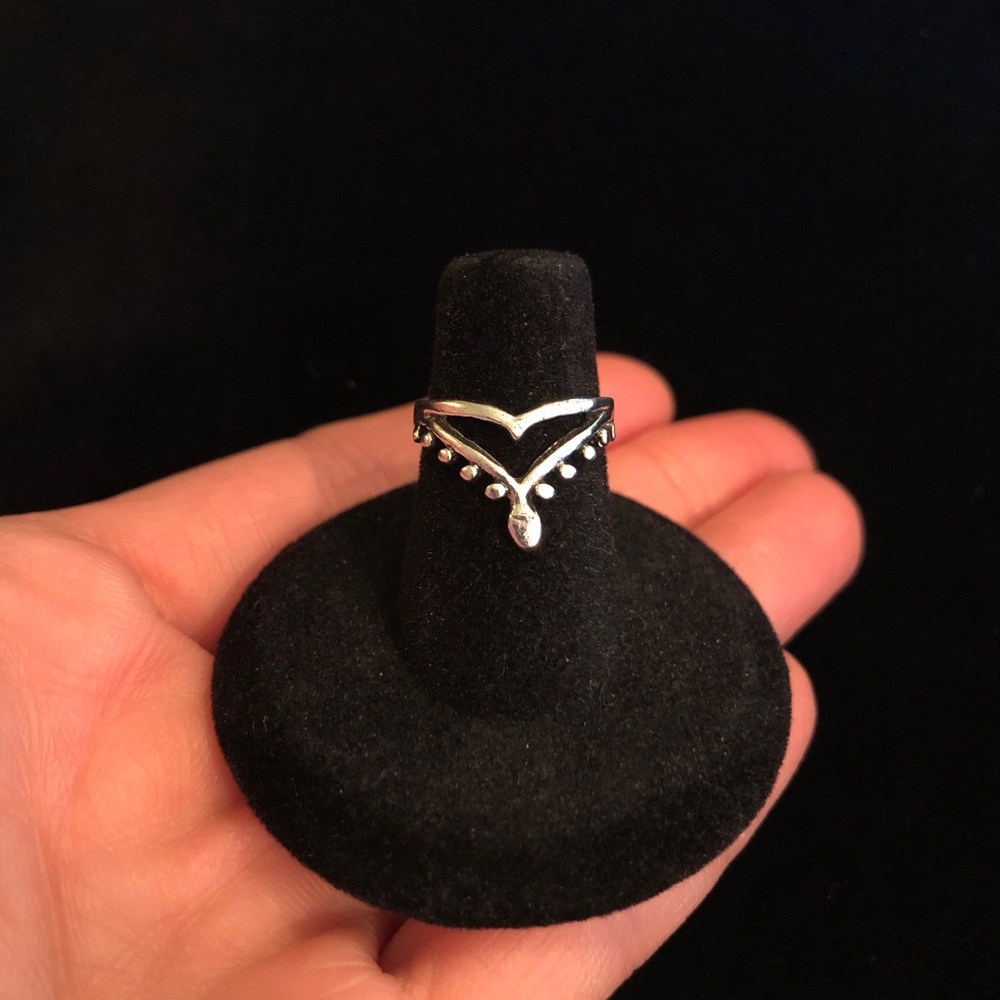 Silver Tone Ring with Teardrop Charm